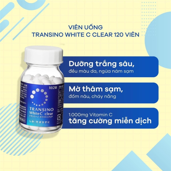Viên Uống Trắng Da Transino White C Clear 120 Viên (1)